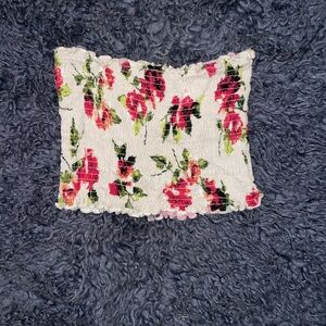 White floral tube crop top